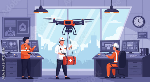 Medical Drone Delivery Team Operation Center.