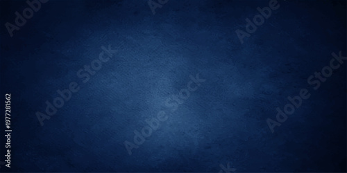 A dark blue grunge background with a textured vintage paper pattern and rough aged fabric material for a blank old wall design backdrop