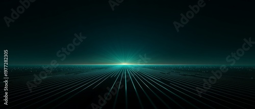 Abstract Futuristic Landscape with Radiant Horizon