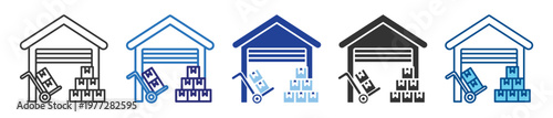 Warehouse storage icon set multiple style collection