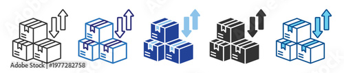 Box storage icon set multiple style collection