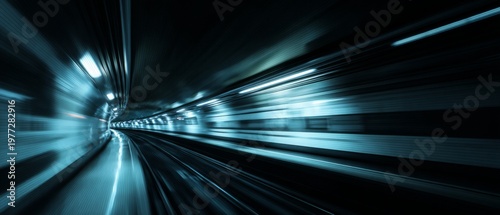 High-Speed Train in Tunnel with Motion Blur