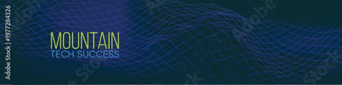 Abstract success concept illustrated as tech success mountain in blue tones