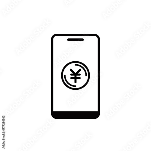 スマホの円マーク表示アイコン（線画） – シンプル操作UIアイコンシリーズ