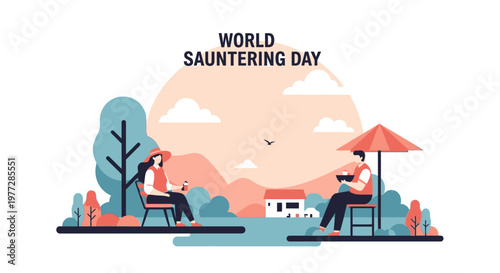 People saunter leisurely in a park on World Sauntering Day