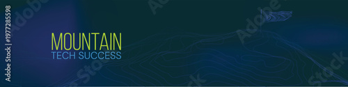 Futuristic gradient scene centered on tech success mountain idea