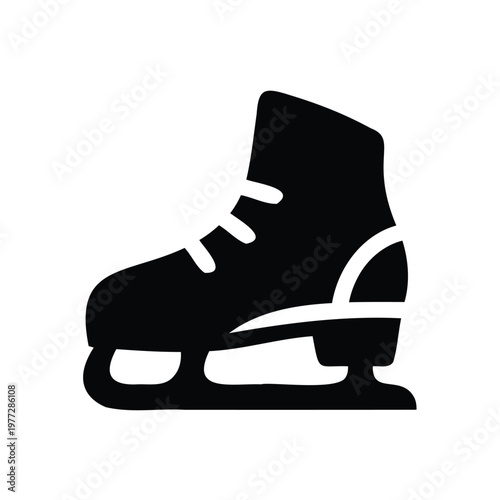 Black Ice Skate Silhouette Icon ice skating winter sport