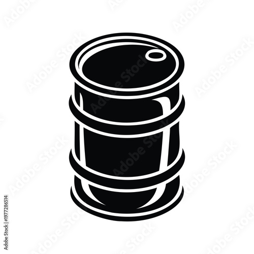 Black Silhouette Icon of an Oil Drum barrel graphic