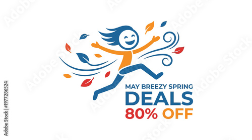 Happy Figure Announcing May Breezy Spring Deals with 80% Off