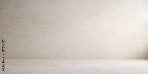 An empty interior room featuring a textured gray concrete wall and floor with a dark grunge cement surface for an aged vintage design