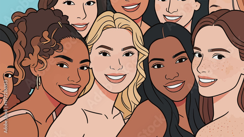 Group of Diverse Women with Smiling Expressions