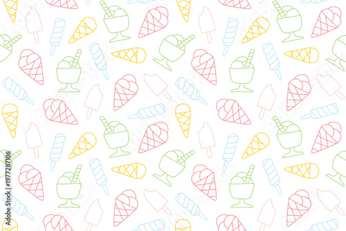summer seamless ice cream pattern, great for wrapping, textile, wallpaper, greeting card- vector illustration