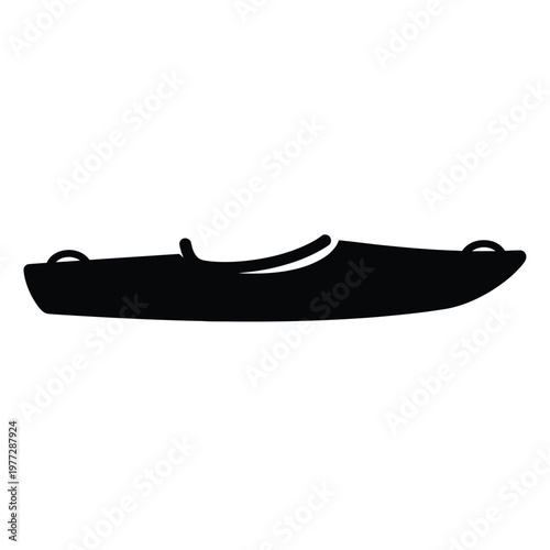 Black Silhouette of a Kayak on White Background canoe
