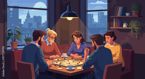Group of People Playing Board Game Together.
