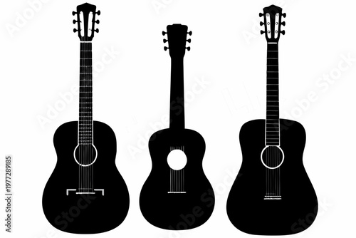 acoustic guitar silhouette vector illustration collection for music performance, band, and musical design