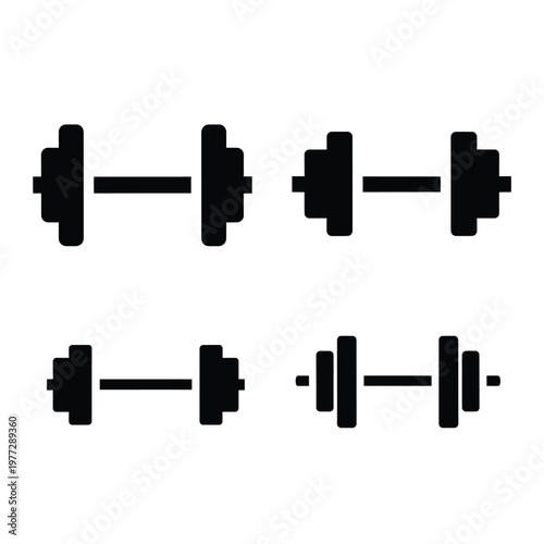 Dumbbell Icons Set for Fitness and Weightlifting weights