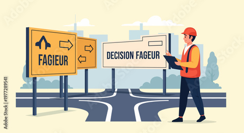 Man in Orange Hard Hat Making Decision.