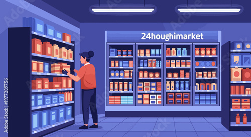 Man Shopping in a Convenience Store.