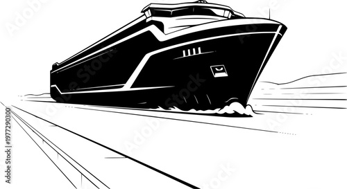 Autonomous Container Ship Suez Canal Silhouette Future Shipping Tech Logistics Vector