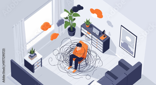 Woman Sitting on Floor Feeling Overwhelmed.