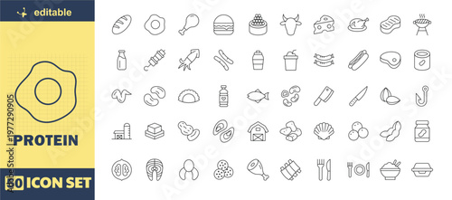 A set of editable protein icons for healthy food and nutrition design