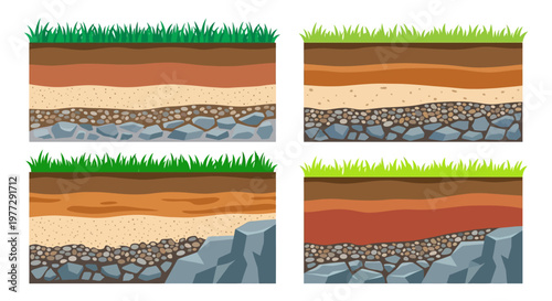 Illustration of soil layers and geological strata in cross section