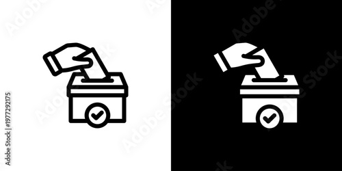 Vote Ballot Box icon concept with flat Black White Background. Vector illustration.