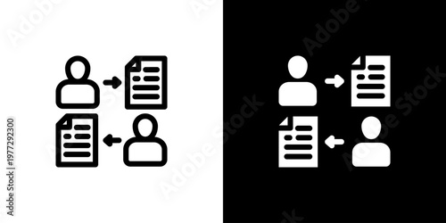 Shared Document Cloud icon concept with flat Black White Background. Vector illustration.