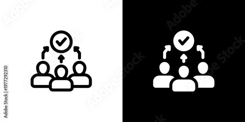 Decision Made Success icon concept with flat Black White Background. Vector illustration.