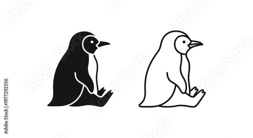 Penguin Illustrations: Cute Baby Penguin Drawing Vector