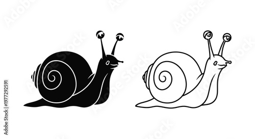 Cute Snails Illustration: Simple & Playful Design Vector