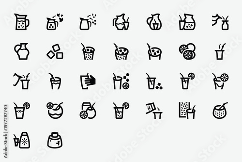 Terere Cold Drink Line Art Illustration