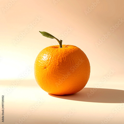 Fresh Orange Fruit with Green Leaves on White Background