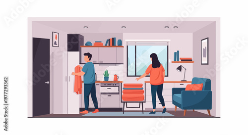 Man and Woman in Modern Office Space.