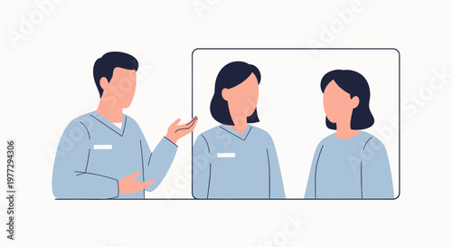 Online Video Conference Call with Doctor and Patients.