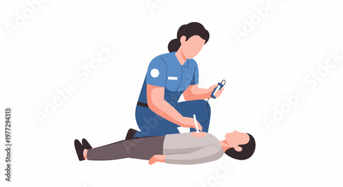 Paramedic Performing CPR on Unconscious Patient Emergency Medical Care.