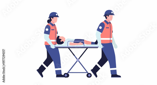 Paramedics Transporting Patient on Stretcher Emergency Medical Service.