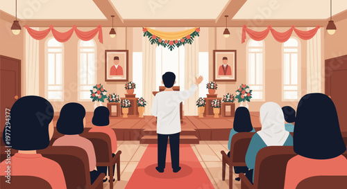 Priest Performing Ceremony in Church.
