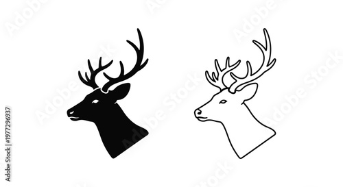 Stag Antlers Deer Silhouette Vector Art Design Vector