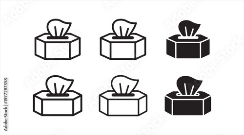 Vector illustration of tissue boxes showing paper napkins, hygiene products and household cleaning essentials