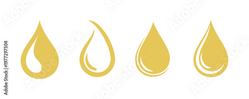 A collection of sleek water drops featuring minimal design, suitable for clean and contemporary graphics.