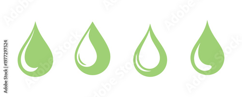 Simple and modern water droplet illustrations, ideal for environmental and hydration-related iconography.