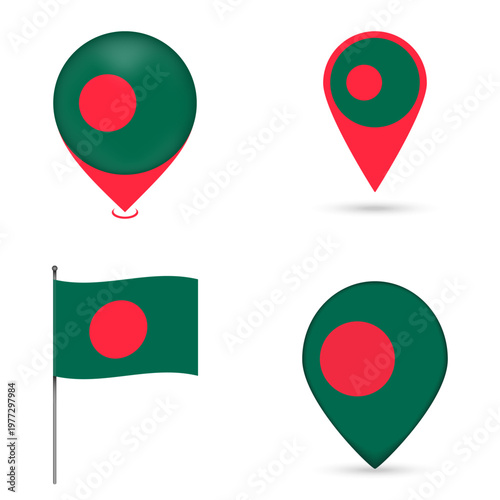 Free Download Bangladesh Flag Map Pin Icons Set Collection. - GFXLoad