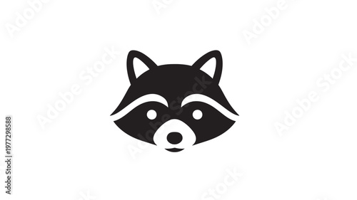 Raccoon face icon with black silhouette and minimalist design, ideal for logos and graphic elements.