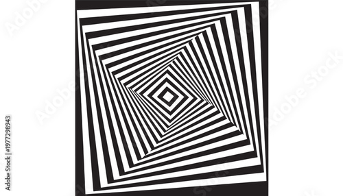 Squares optical illusion with black and white concentric geometric shapes creating a sense of depth and movement.
