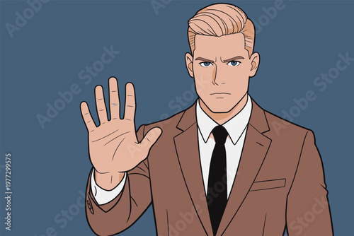 Businessman Making Stop Gesture Illustration
