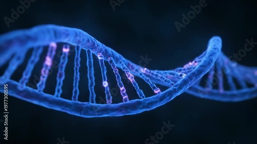Illuminated 3D rendering of a double helix DNA strand