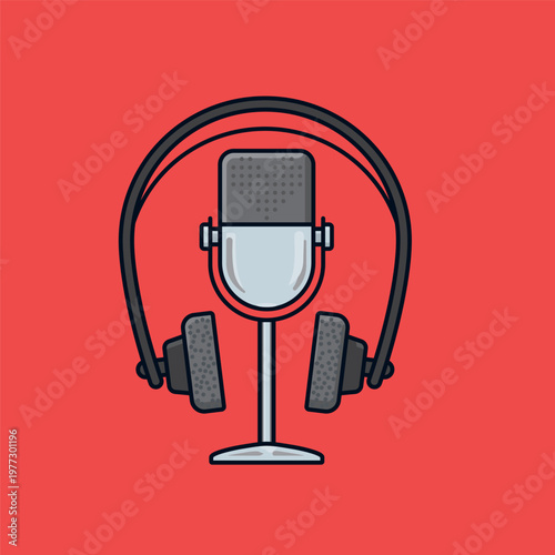 Studio microphone and headphones vector illustration for International ASMR Day on April 9th