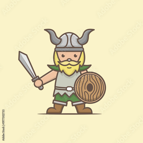 Cute cartoon viking soldier, suitable for logo or additional element in design.