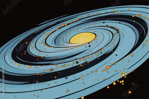 Solar System with Planets and Orbits Illustration